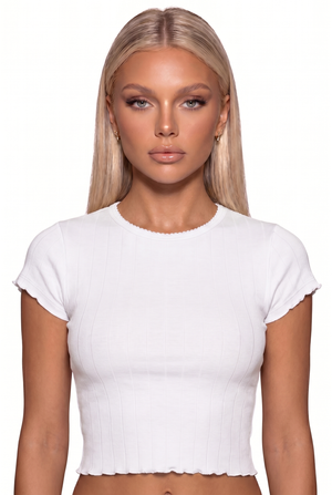 Cotton Ruffle Trim Top