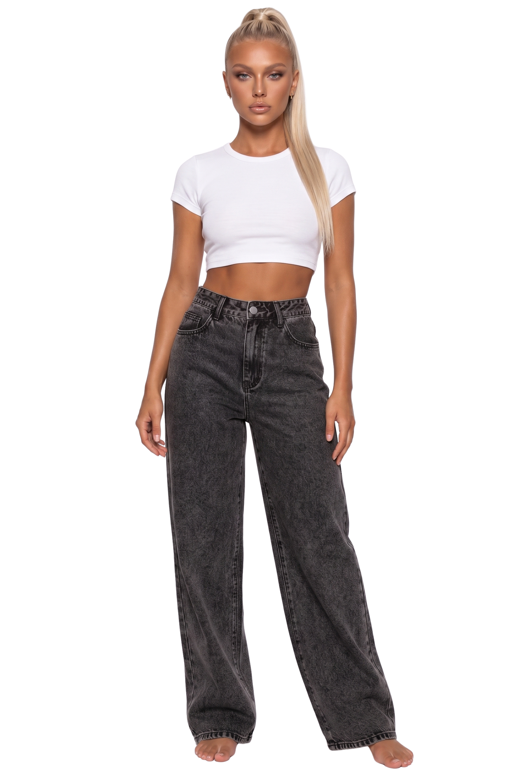 Wide Leg Denim Pants