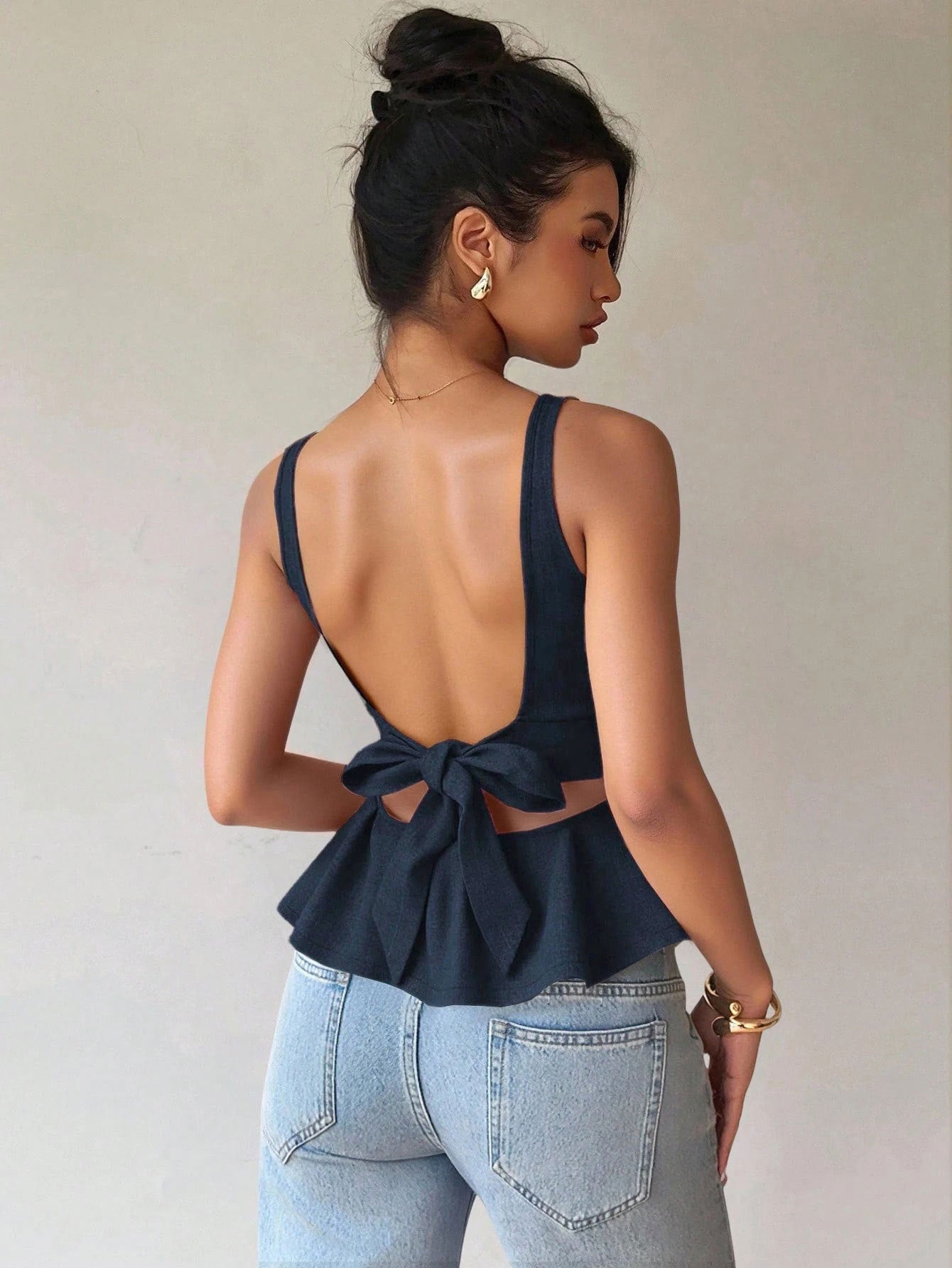 Backless Ruffle Hem Top