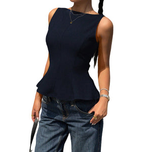 Backless Ruffle Hem Top
