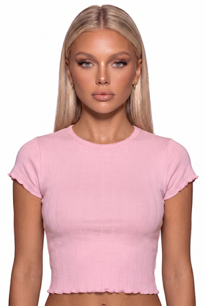 Cotton Ruffle Trim Top