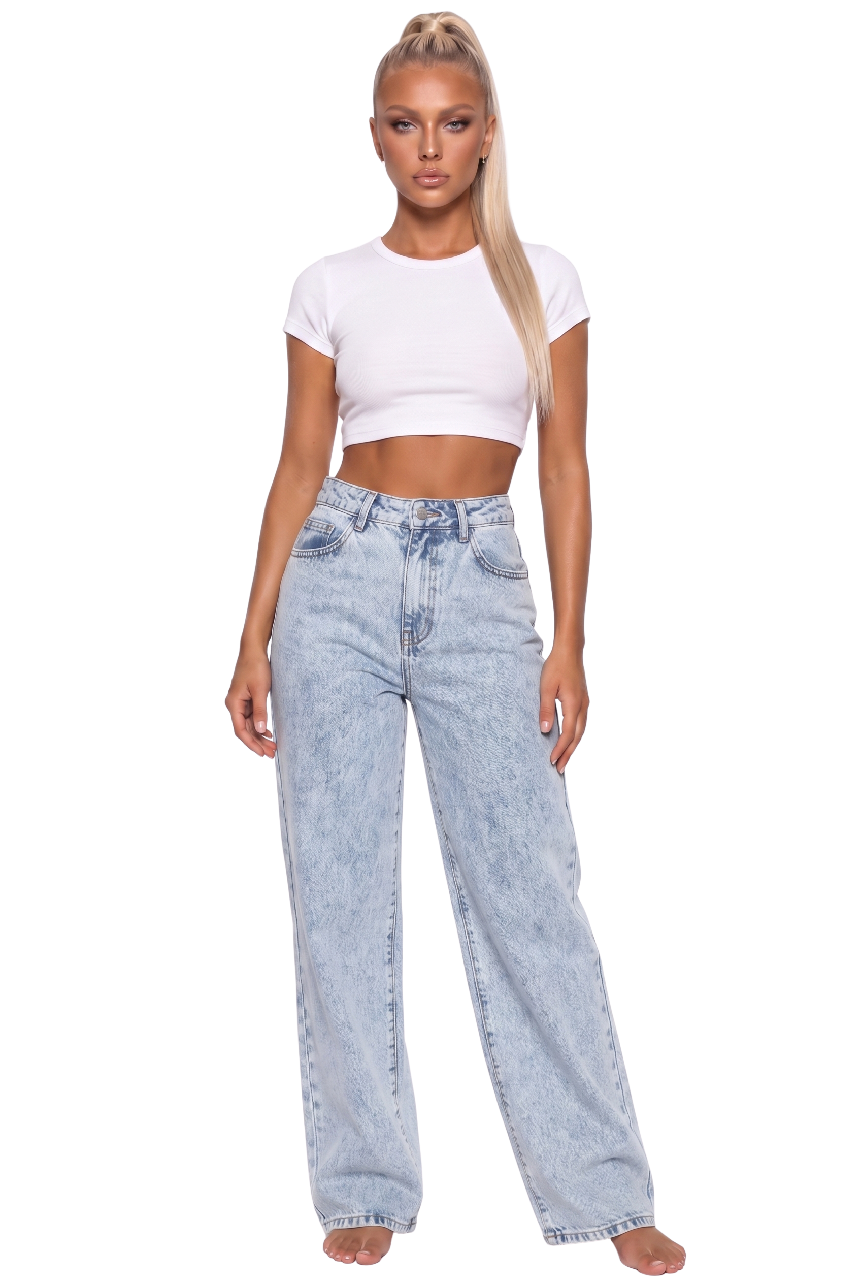 Wide Leg Denim Pants